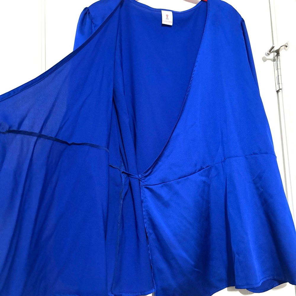 Liliana Royal Blue wrap blouse - Picture 5 of 7